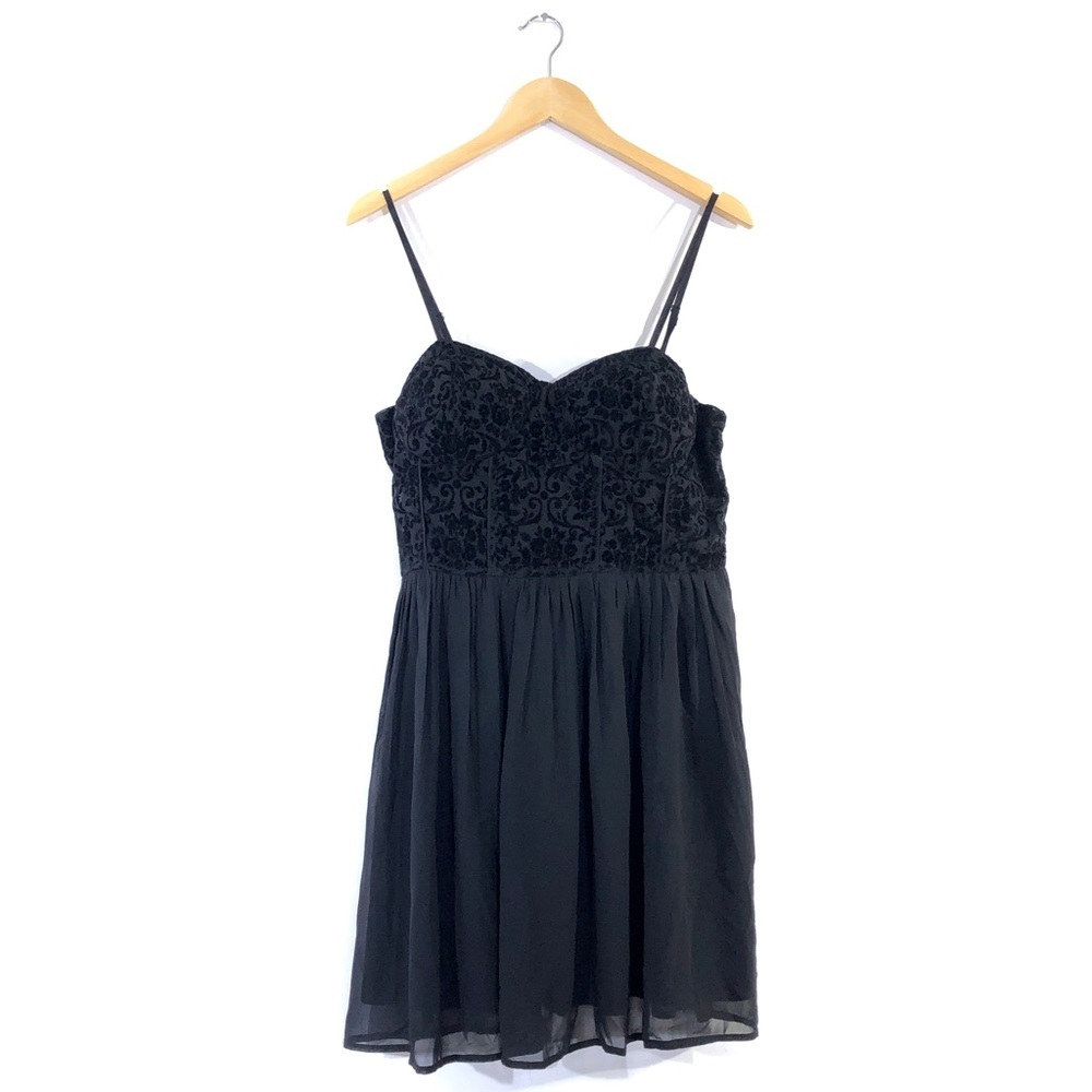 BOG Collection Black Floral Velvet Dress XL